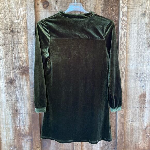Papillon Long Sleeve Velvet Mini Shirt Dress - Picture 3 of 5